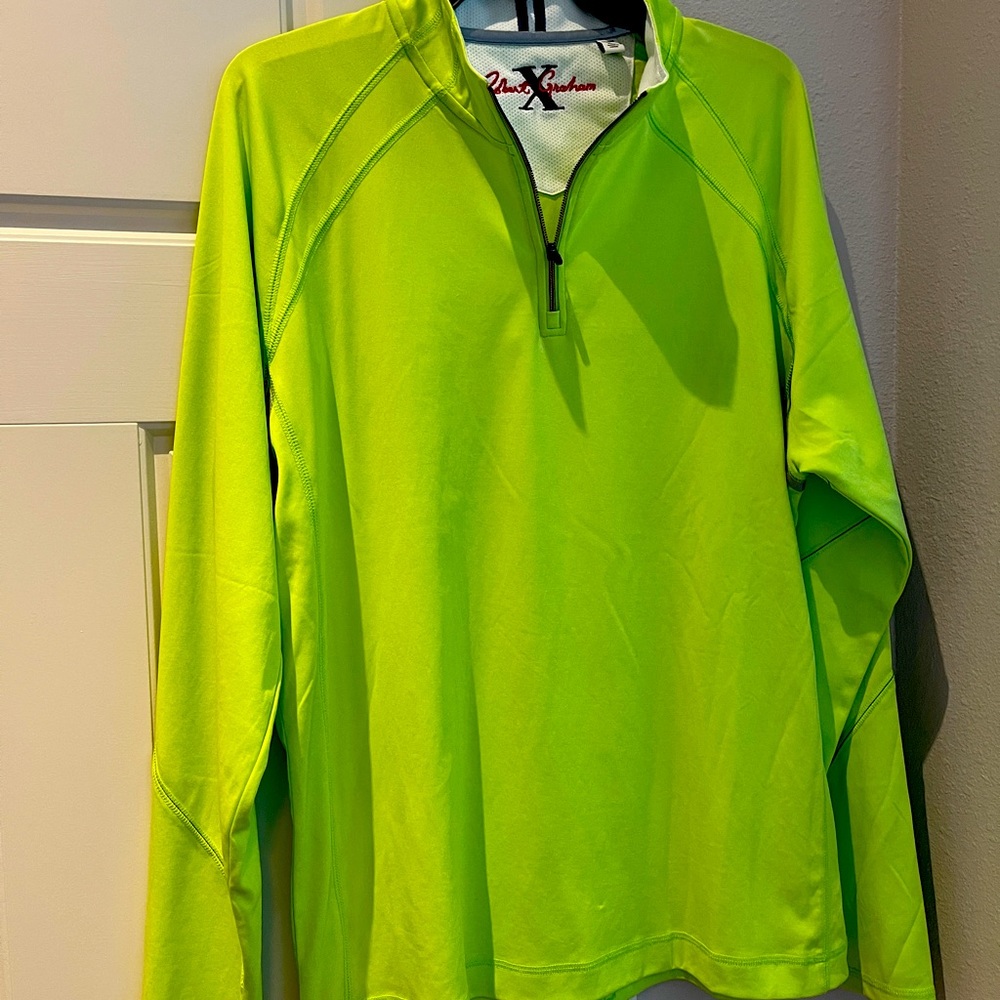 Robert Graham lightweight men’s 1/4 zip sweater neon green.